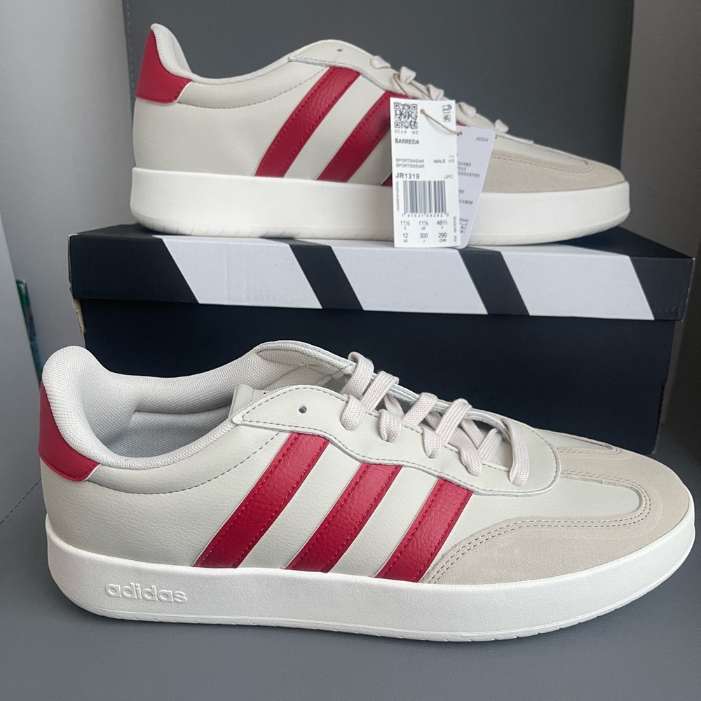 Adidas Barreda Men’s White Red Sneakers  Size 12